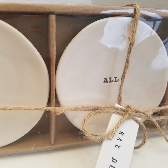 Rae Dunn SLAY ALL DAY Dessert Dish Plates 4.5" Gift Set New - Picture 3 of 8